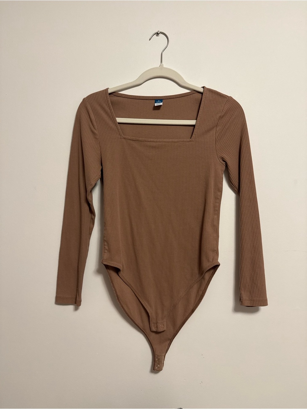 Old Navy Ribbed Long Sleeve Square Neck Bodysuit - Brown